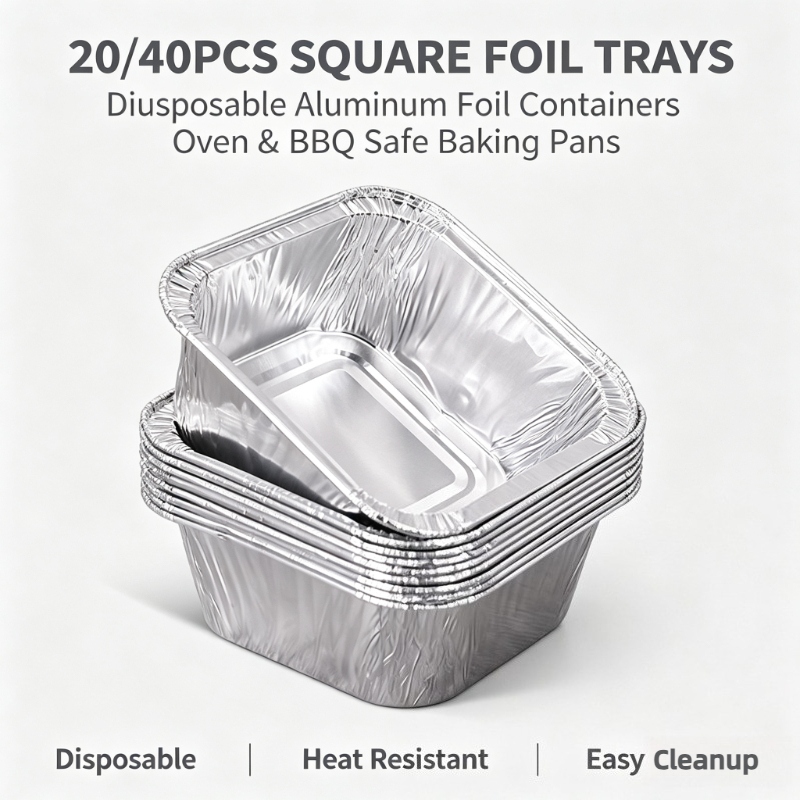 Kitchen Baking Storage Containers - 20/40 шт. квадратных одноразовых алюминиевых форм